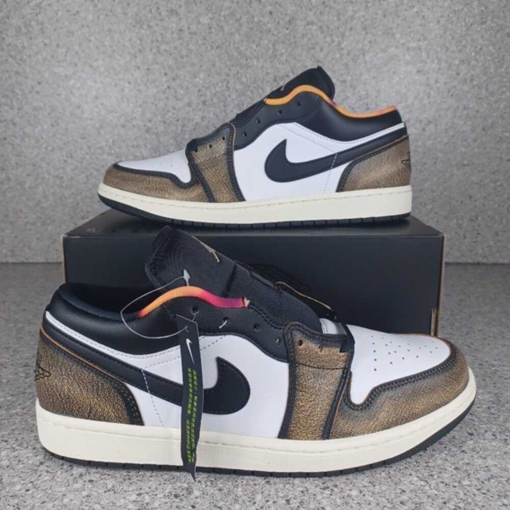 Nike Air Jordan 1 Low Wear-Away Yellow Sneakers - Men's Size 10.5 & 11 Shoes